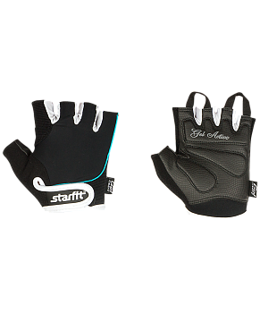 Перчатки для фитнеса SU-111, черный/белый/голубой