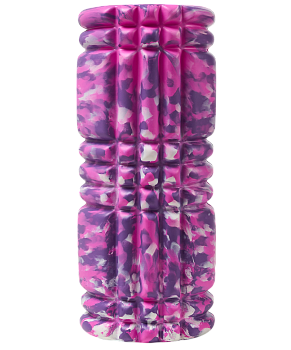 Ролик массажный FA-508, EVA/PP, низкая жесткость, 33x14 cм, розовый камуфляж/черный