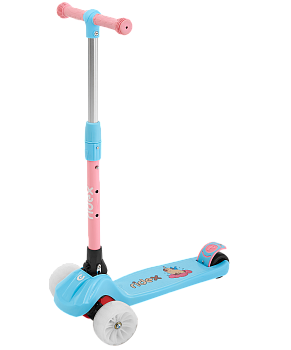 БЕЗ УПАКОВКИ Самокат 3-колесный Juicy R 120/80 мм, голубой/розовый БЕЗ УПАКОВКИ Самокат 3-колесный Juicy R 120/80 мм, голубой/розовый